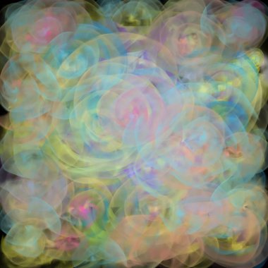 Renkli daireler ve şeffaf gradyan çizgilerle bulanık arkaplan. Koyu arkaplanın dijital görüntüsü.