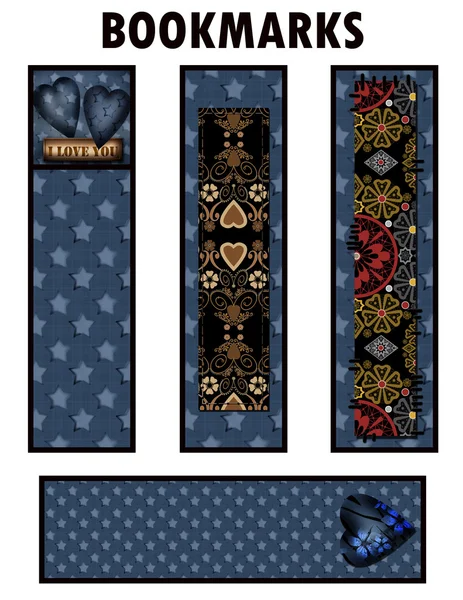 Bookmark design with denim jeans stars and ornament design