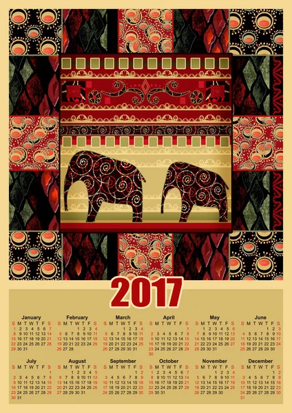 Patchwork african print retro calendar 2017 poster