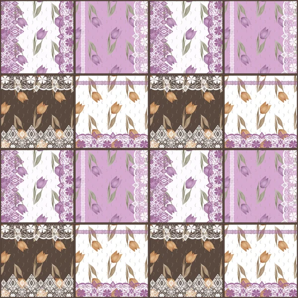 Quilted, boho seamless pattern, patchwork, rustic style