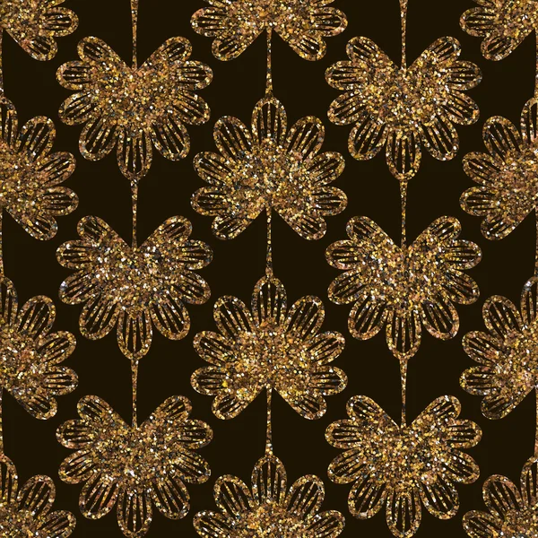 Geometric ornament gold seamless pattern. Modern art deco leaves