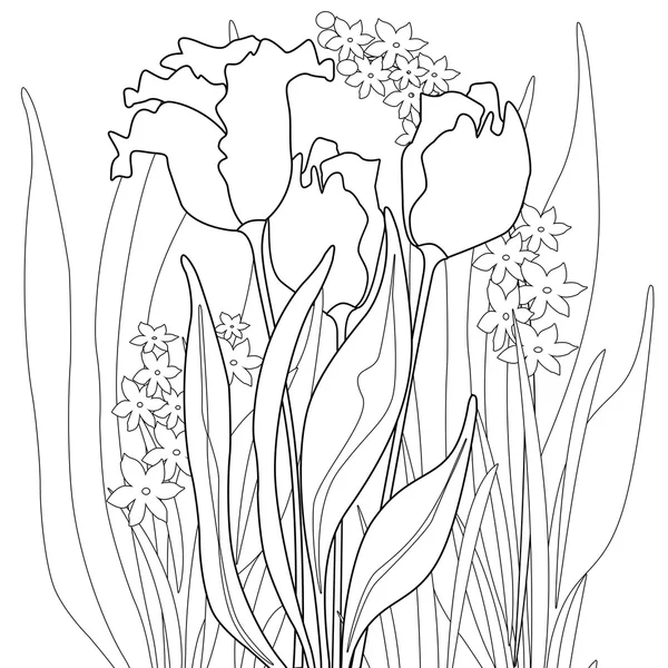 Coloring page book with decorative ornamental abstract floral el