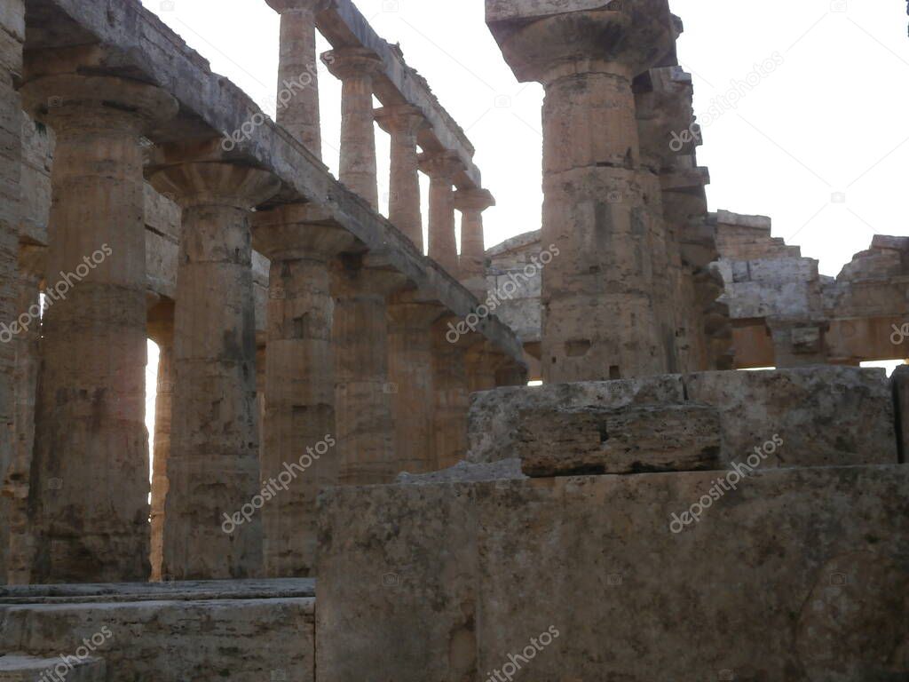 Paestum templi -Hera,Neptune, Athena- in Cilento, South Italy. centuries of Greek domination