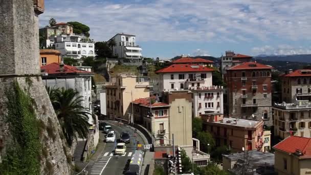 Panoramica orizzontale di LaSpezia e del Golfo dei Poeti nel Parco Nazionale delle Cinque Terre. — Video Stock