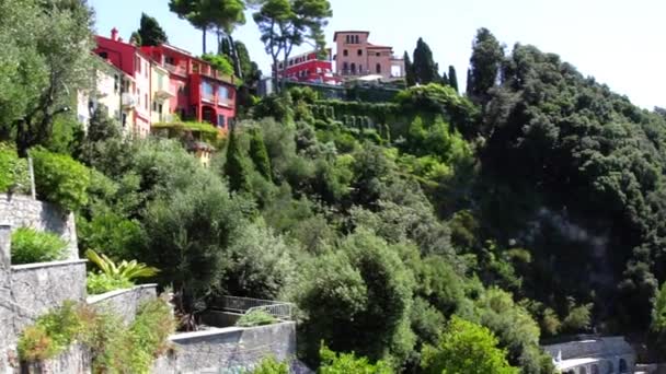 Horizontale Übersicht über die Küste von Lerici, Perle des Golfs der Poeten im Nationalpark Cinque Terre — Stockvideo