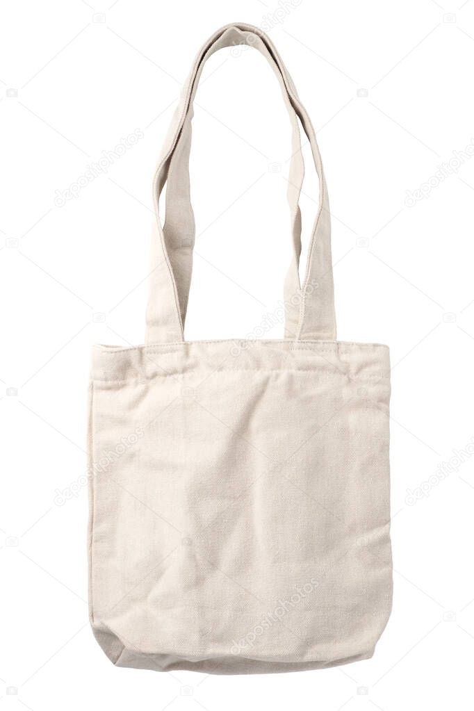 Empty cotton bag isolated on white background