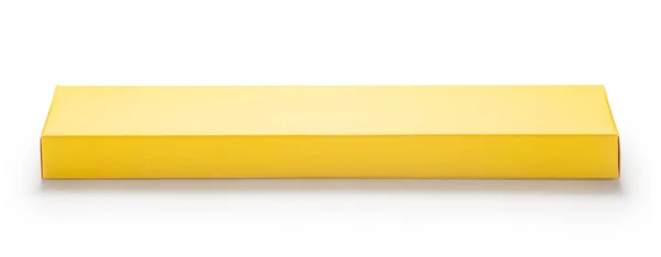 Žlutý Papírový Box Izolované Bílém Pozadí — Stock fotografie