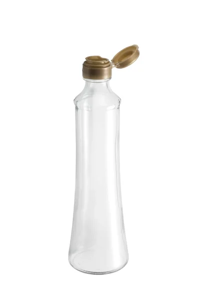 空玻璃瓶 白色背景隔离 食用油 醋的容器 — 图库照片