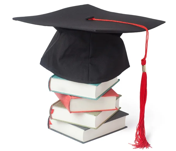 Graduation cap and books — Stock Photo, Image