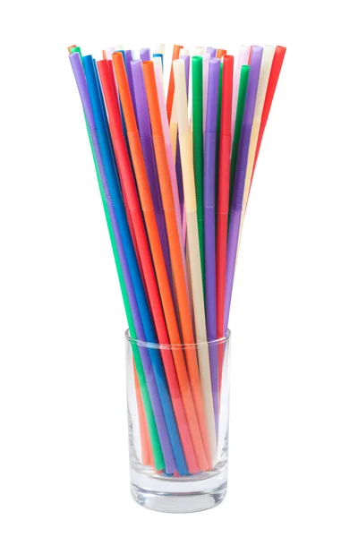 Plastic straws in cup — Stock Photo, Image