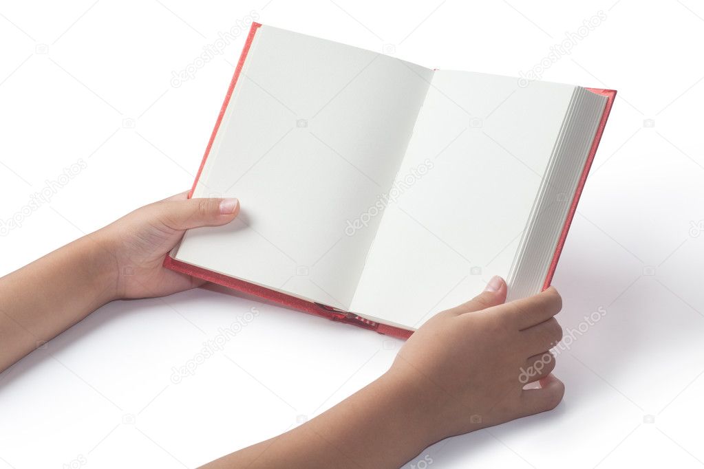 A man holding a blank book