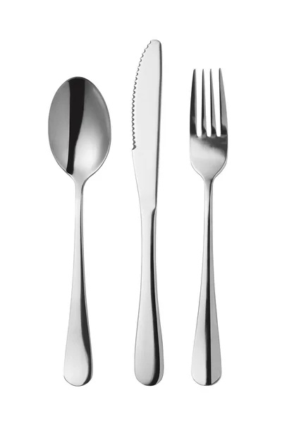 Furculiță, cuțit și lingură — Fotografie, imagine de stoc