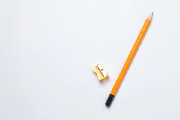 Pencil with yellow sharpener — Stock Photo, Image