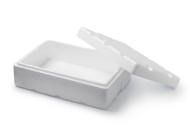Beyaz izole Styrofoam kutusu
