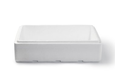 Beyaz izole Styrofoam kutusu