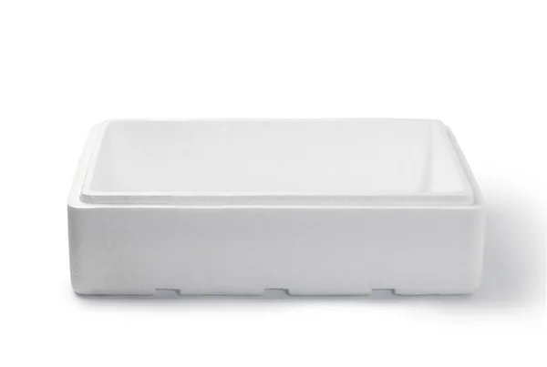 Boîte en polystyrène isolée sur blanc — Photo