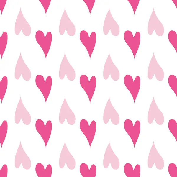 흰색 배경에 있는 핑크 하트의 매끄럽지 않은 무늬. — 스톡 벡터