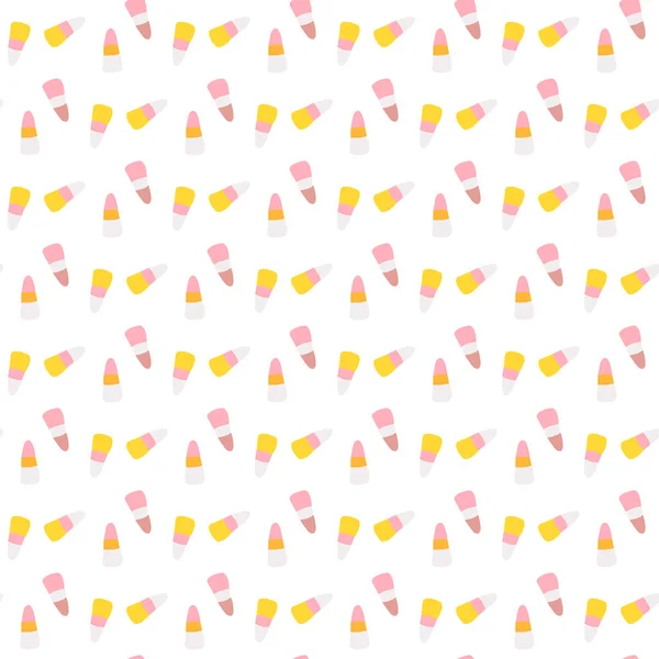 Vector illustration of repeat pattern with pastel colored halloween candy on a white background. — Stock Vector