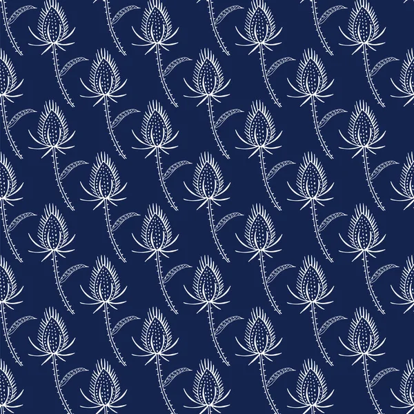 Nahtloses Muster wilder Teelichter auf marineblauem Hintergrund. — Stockvektor
