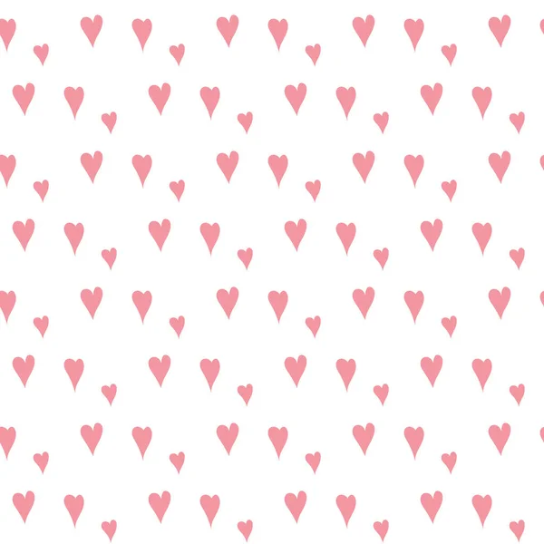 白い背景にピンク色の小さなハートのシームレスなパターン. — ストックベクタ