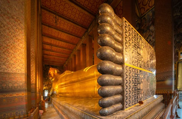 Mooie Grote Gouden Liggend Boeddha Met Wat Pho Wat Phra — Stockfoto