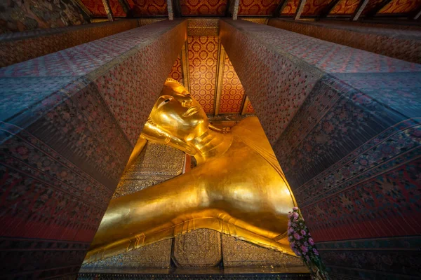 Mooie Grote Gouden Liggend Boeddha Met Wat Pho Wat Phra — Stockfoto