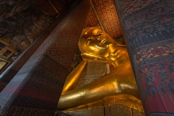 Mooie Grote Gouden Liggend Boeddha Met Wat Pho Wat Phra — Stockfoto