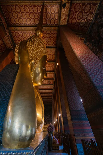 Mooie Grote Gouden Liggend Boeddha Met Wat Pho Wat Phra — Stockfoto