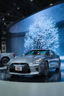 Bangkok, Tayland - 24 Mart 2021: Yeni Nissan GT-R R36 Nismo Minor 42. Bangkok Uluslararası Otomobil Fuarı 2021 'de IMPACT Sergi ve Kongre Merkezi' nde gösterime girdi.