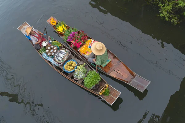 Ратчабури Таиланд Сентября 2020 Года Люди Продают Тайскую Кухню Деревянной — стоковое фото