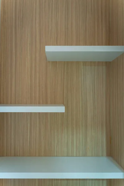 Prateleira Madeira Moderna Prateleiras Branco Para Interior Armazém Para Casa — Fotografia de Stock