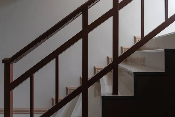 Stairway Brown Metallic Banister Interior Modern Business Office Building Home — Stock Photo, Image