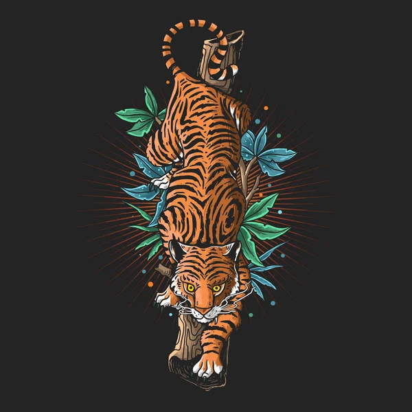 Angry Tiger Illustration Vector Graphic — Stock Vector