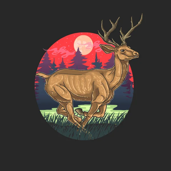 Deer Forest Illustration Vector — Stock Vector