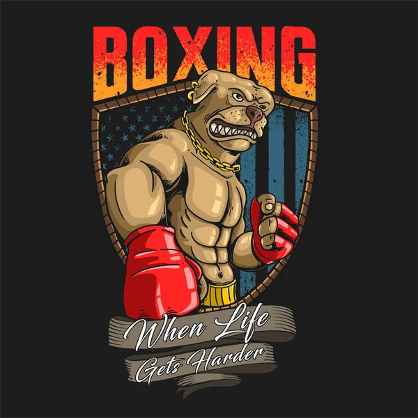 Pitbull Boxeo Mascota Americana Ilustración — Vector de stock