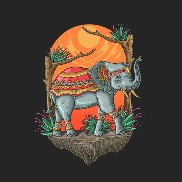 Santo Elefante Ganesh Hindi Deus Ilustração — Vetor de Stock
