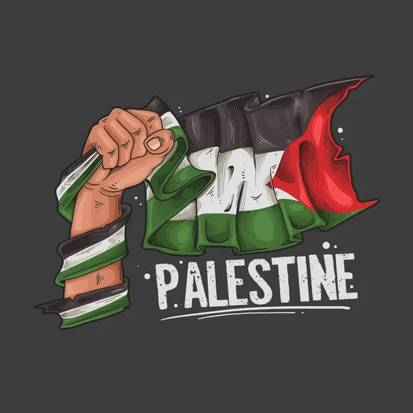 Genggam Tangan Gambar Tanda Palestine - Stok Vektor