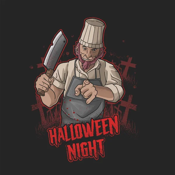 Halloween Butcher Killer Illustration Vector — Stock Vector