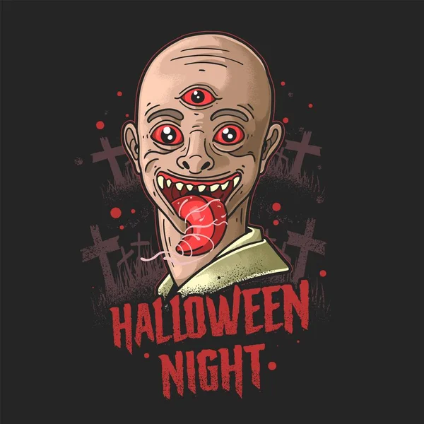 Scary Ghost Haunting Halloween Night Illustration Vector — Stock Vector