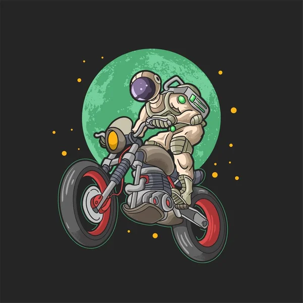 Cool Astronaut Motorrad Fahren Illustration Vektor — Stockvektor