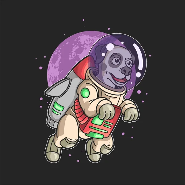 Astronautenhund Fliegt Der Galaxie — Stockvektor