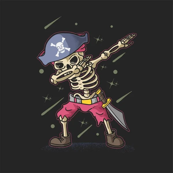 Χαριτωμένο Πειρατής Σκελετός Dabbing Διάνυσμα Απεικόνισης — Διανυσματικό Αρχείο