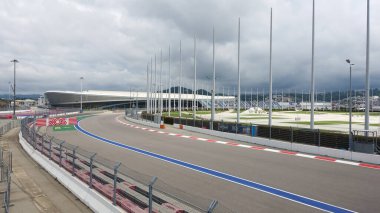 Olympic Park 'ta. Sochi Autodrom. Yarış pisti Formula 1 Rusya Grand Prix 'sine ev sahipliği yapıyor. Rusya, Soçi, Adler Bölgesi Imereti Lowland, 26 Mayıs 2021
