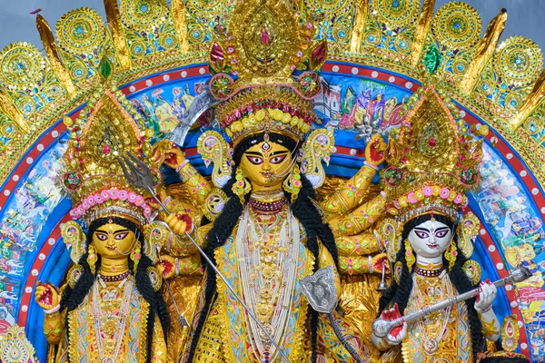 Bohyně Durga Idol Zdobené Durga Sovabazar Rajbari Kalkata West Bengal — Stock fotografie