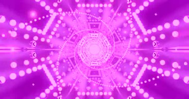Bu dinamik video, bir tüneli andıran canlı pembe ve beyaz geometrik desenlerin sürekli döngüsünü içerir..