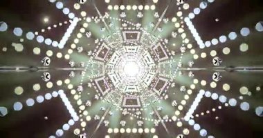 Dönen ışıkların ve geometrik desenlerin dinamik görüntüsü girdap etkisi yaratır. Canlı renkler ve şekiller büyüleyici bir görsel deneyim için sürekli döngü halindedir..