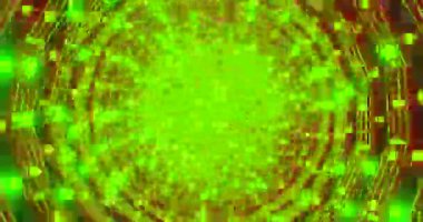 Görsel döngü, parlak yeşil ışıklardan oluşan girdap bir tünel yakalar ve enerjik bir atmosfer yaratır. Bu kusursuz animasyon ekran koruyucular ve video sanatı için ilgi çekici görüntüler sunar.