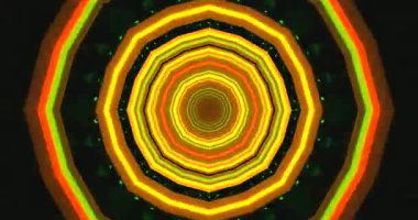 Bu kusursuz video dairesel desenler ve parlak ışık efektleriyle dolu renkli bir tünel içeriyor. Çeşitli ortamlar ve ortamlar için uygun bir görsel deneyim yaratıyor..