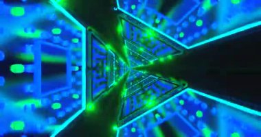 Parlak mavi ve yeşil ışıklarla dolu büyüleyici bir dijital tünel deneyin. Kusursuz döngü dinamik desenler sergiliyor ve görsel bir yolculuk yaratıyor. Ekran koruyucular için mükemmel.