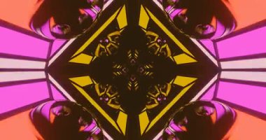 Kusursuz bir döngü videosu dinamik desenlerle dolu renkli bir tünel gösterir. Pembe ve sarıların canlı renkleri ekran koruyucular için mükemmel bir görsel yolculuk yaratıyor..